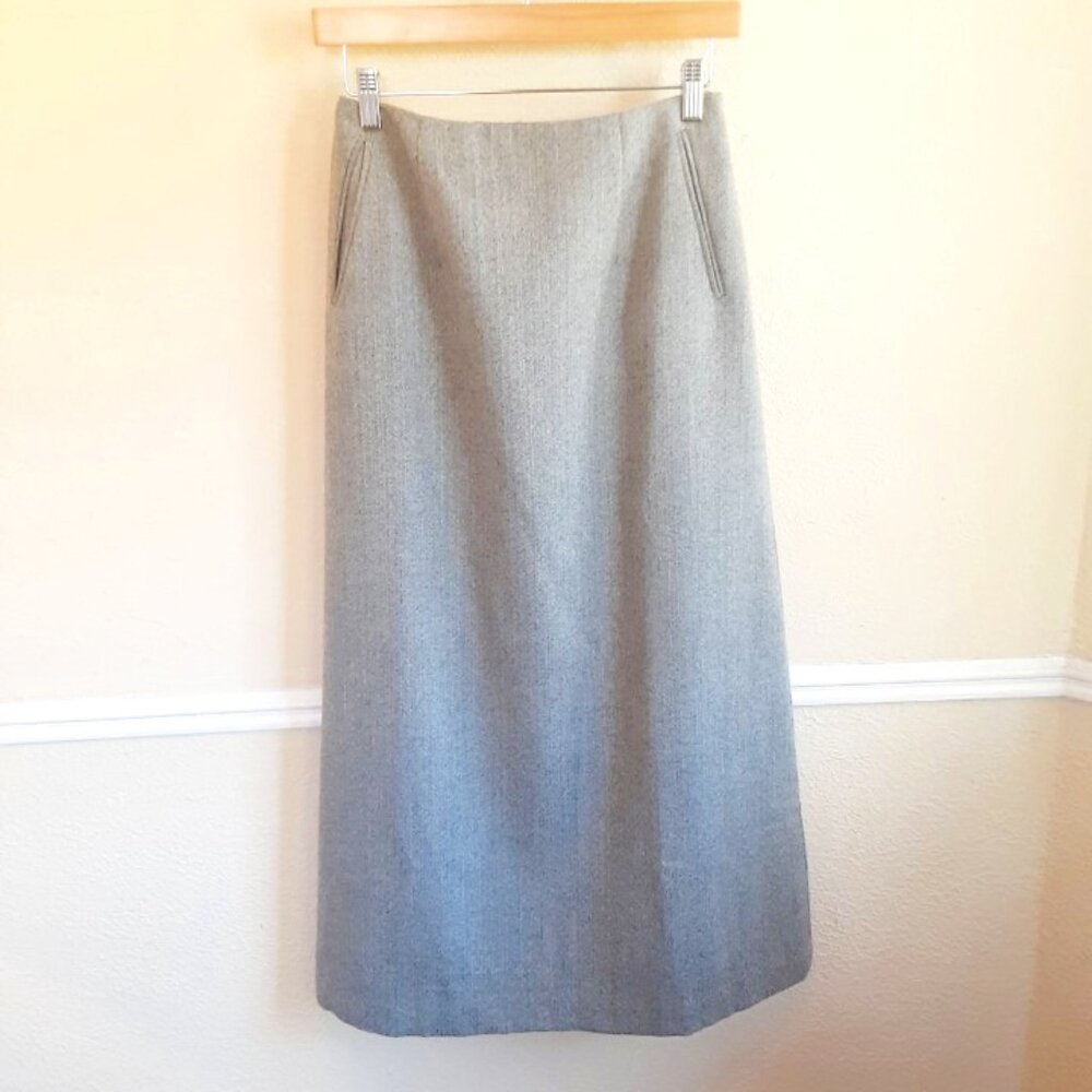 VINTAGE Harve Bernard Herringbone Wool Maxi A Line Skirt Size 4